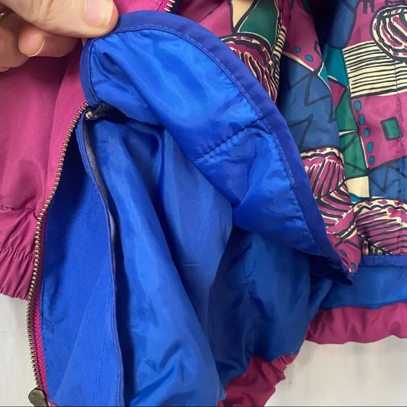 Vintage London Fog Pink Blue Puffer Jacket Warm Winter Coat womens size small - Picture 9 of 10